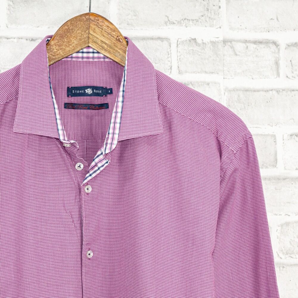 STONE ROSE Men's Red Rivet collection Button up shirt houndtooth Size 4